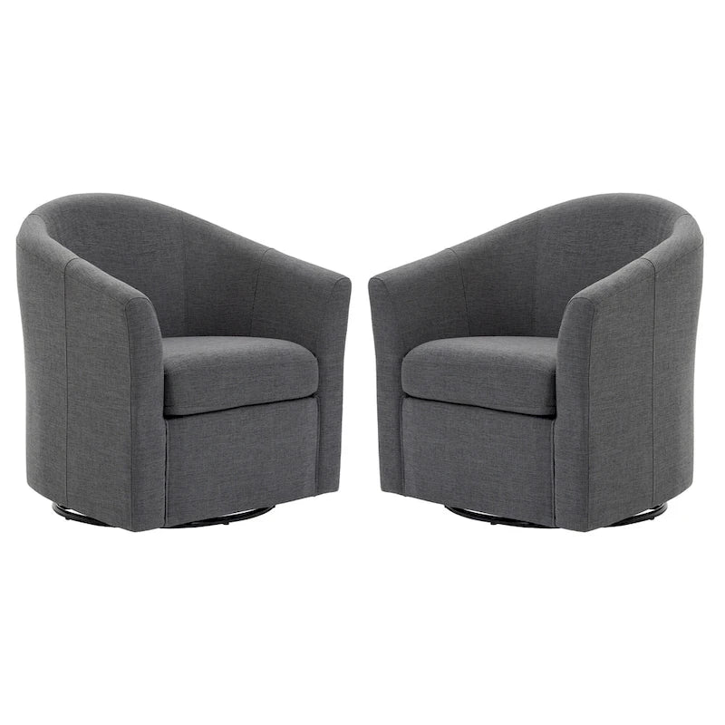 Ensemble de 2 fauteuils tonneau pivotants modernes rembourrés, fauteuils d’appoint pour salon