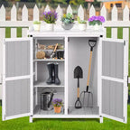 Armoire de rangement extérieur, établi de rempotage – poste de travail de jardin en bois imperméable avec plateau galvanisé, étagères réglables pour cour, terrasse ou pelouse
