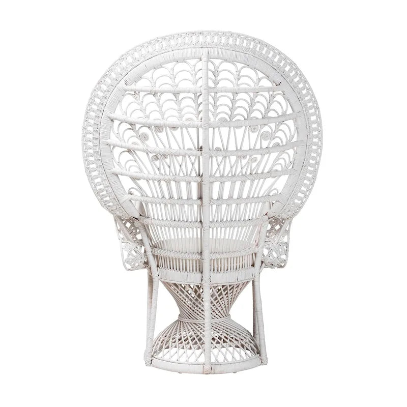 Kallima moderne bohemien pauwenstoel van wit en naturel rotan