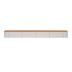 Contemporary Long White Wood Floating TV Stand with Drawers