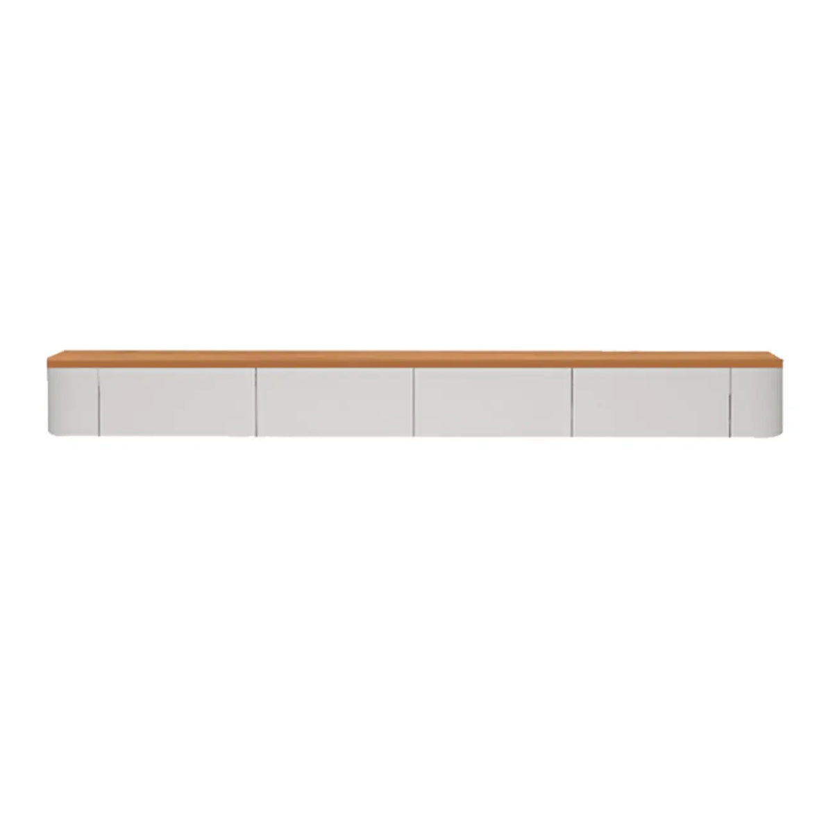 Contemporary Long White Wood Floating TV Stand with Drawers