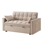 Loveseat-Schlafsofa 4-in-1 mit Armlehnen und Aufbewahrungstaschen, multifunktionales getuftetes Ausziehsofa mit verstellbarer Rückenlehne