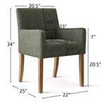 Set van 6 gestoffeerde eetkamerstoelen met armleuningen, moderne linnen fauteuils met houten poten, accentstoelen voor eetkamer en woonkamer - Panipeachy