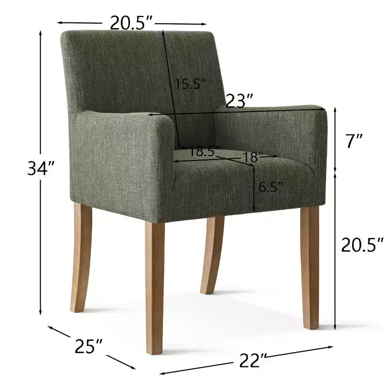 Set van 6 gestoffeerde eetkamerstoelen met armleuningen, moderne linnen fauteuils met houten poten, accentstoelen voor eetkamer en woonkamer - Panipeachy