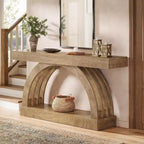 Lantine 63-Inch Entryway Table, 2-Tier Sofa Table Behind The Couch, Farmhouse Narrow Unique Arched Console for Hallway, Living Room, Foyer,Natural