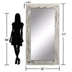 Miroir pleine longueur de 71 x 31 pouces en bois massif, rectangulaire à angles droits, marron vieilli (sans support)