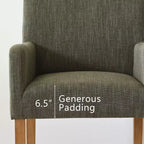 Set van 6 gestoffeerde eetkamerstoelen met armleuningen, moderne linnen fauteuils met houten poten, accentstoelen voor eetkamer en woonkamer - Panipeachy