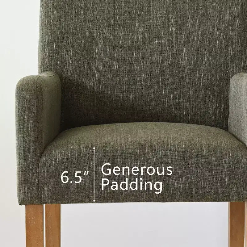 Set van 6 gestoffeerde eetkamerstoelen met armleuningen, moderne linnen fauteuils met houten poten, accentstoelen voor eetkamer en woonkamer - Panipeachy