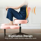 Pinmoco ergonomischer Bürostuhl mit gekreuzter Sitzfläche, höhenverstellbarer Meditationsstuhl, um 360° drehbar, Lordosenstütze, Arbeits- und Bürostuhl, ADHD-Stuhl