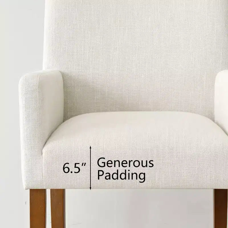 Set van 6 gestoffeerde eetkamerstoelen met armleuningen, moderne linnen fauteuils met houten poten, accentstoelen voor eetkamer en woonkamer - Panipeachy
