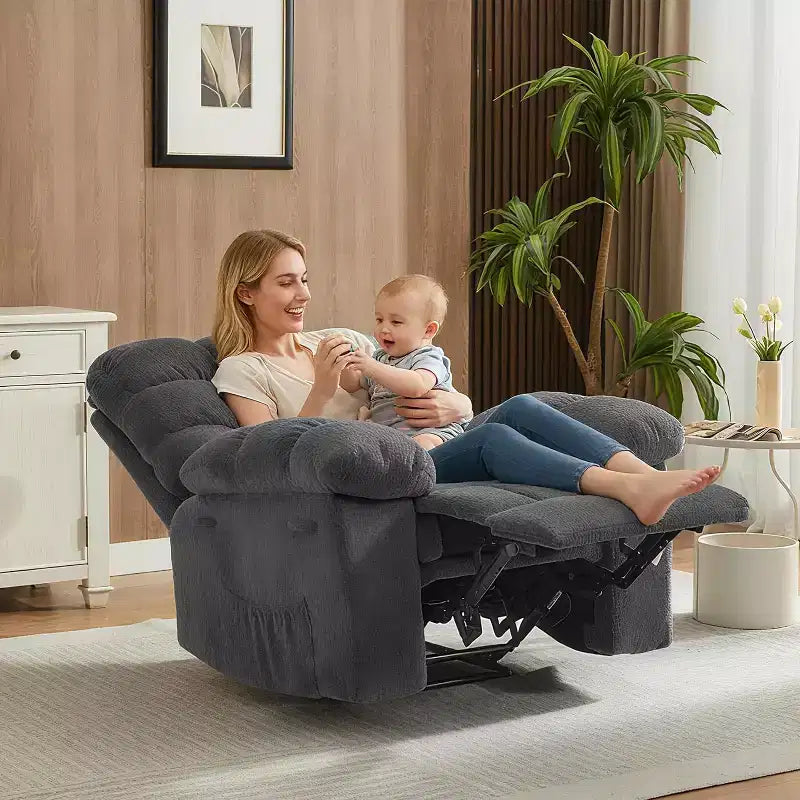 Manueller Relaxsessel, ergonomischer Relaxsessel aus atmungsaktivem Stoff mit Seitentaschen, Einzelsessel, geeignet für Wohnzimmer und Schlafzimmer