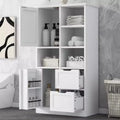 Meuble de rangement de salle de bains de 62 po de haut, autoportant avec tiroir et étagère réglable, meuble garde-manger pour salle de bains et salon