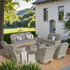 XIZZI 9-teiliges Outdoor-Gartenmöbel-Set mit drehbarem Sessel