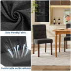 Parsons Button Tufted Dining Chairs Set of 6 / 4 - Upholstered Fabric Kitchen Chairs with Wood Legs & Padded Seats - Living Room Kitchen Furniture