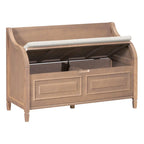 Rustic Solid Wood Entryway Storage Bench with Safety Hinge