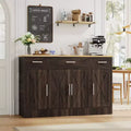 Buffet de rangement Celebalcony, grand meuble de cuisine de 53,4 pouces avec 3 tiroirs et 4 portes, étagère réglable pour la cuisine et le salon