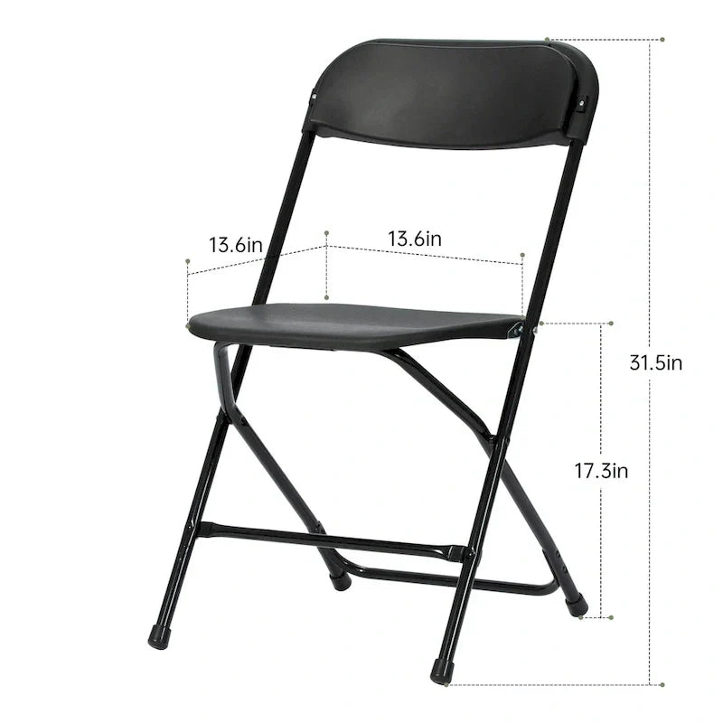 10er-Pack Kunststoff-Klappstühle mit einer Tragfähigkeit von 350 lb für Veranstaltungen, Büro, Hochzeiten, Partys, Picknicks und Küche