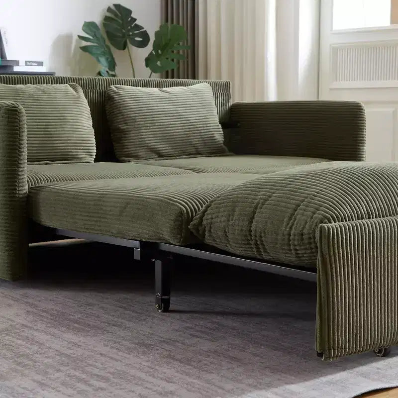 64,5 3-in-1-Schlafsofa aus Cord mit ausziehbarem Bett
