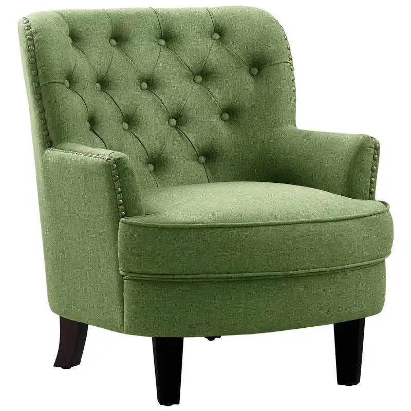 Moser Bay Mignon Velvet / Linen 30 Wide Tufted Wingback Accent Chair