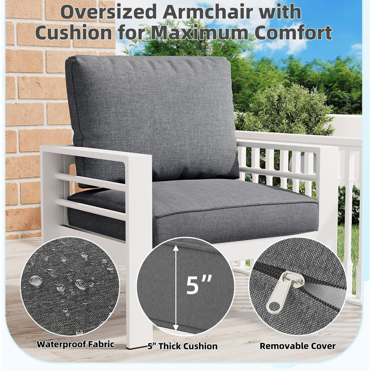AECOJOY 7-teiliges Aluminiummöbel-Set für die Terrasse, Outdoor-Sitzgruppe