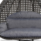 LeisureMod hangstoel in eivorm voor 2 personen met standaard - rieten schommelhangmat voor binnen en buiten, ligstoel voor terras met kussens
