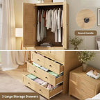 Armoire-penderie COZONY avec 3 tiroirs et 2 portes, meuble de rangement moderne en bois pour chambre, grande armoire blanche sur pied