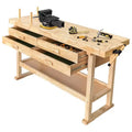 Olympia Tools 60 Zoll Werkbank aus Gummibaumholz mit 4 Schubladen, Tragfähigkeit 450 lb
