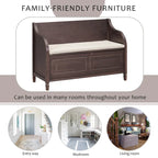 Rustic Solid Wood Entryway Storage Bench with Safety Hinge