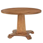Lifestorey 4pc Kerrington Channel Back Banquette Dining Set Walnut/Cream: Linen-Look Fabric, Pedestal Table