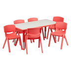 Ensemble table d’activités rectangulaire réglable en hauteur en plastique Emma and Oliver, 23,625 l x 47,25 L, avec 6 chaises