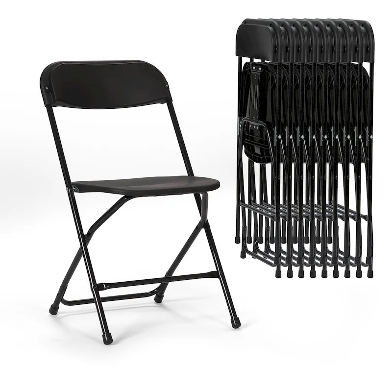 10er-Pack Kunststoff-Klappstühle mit einer Tragfähigkeit von 350 lb für Veranstaltungen, Büro, Hochzeiten, Partys, Picknicks und Küche