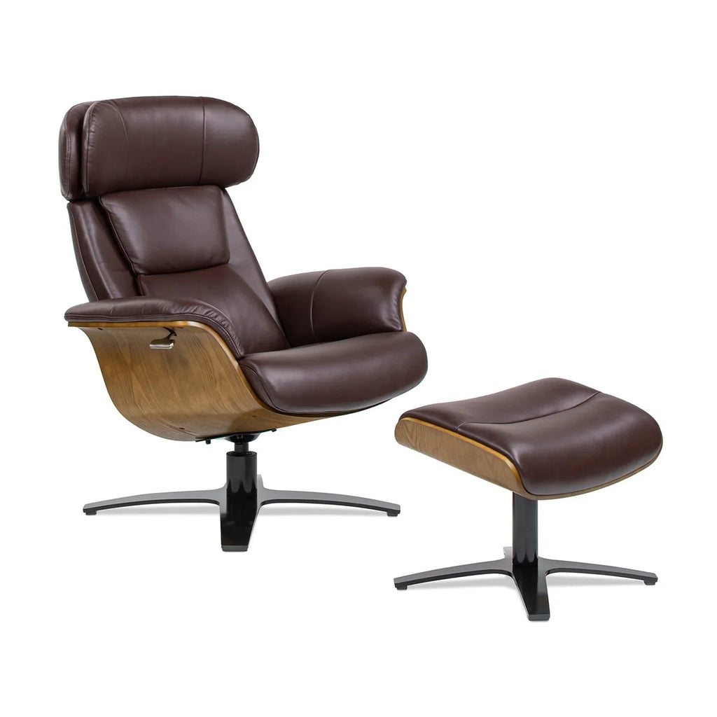 Jovan 31,5 Zoll Relaxsessel aus echtem Leder mit Hocker