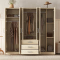 Armoire de rangement en bois à 6 portes avec 3 grands tiroirs pour chambre