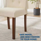 Parsons Button Tufted Dining Chairs Set of 6 / 4 - Upholstered Fabric Kitchen Chairs with Wood Legs & Padded Seats - Living Room Kitchen Furniture
