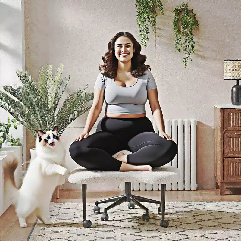Pinmoco ergonomischer Bürostuhl mit gekreuzter Sitzfläche, höhenverstellbarer Meditationsstuhl, um 360° drehbar, Lordosenstütze, Arbeits- und Bürostuhl, ADHD-Stuhl