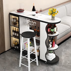 Modern Stone Top Freeform Bar Table with Storage for Home Bars