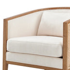 Tillman Akzentstuhl aus Leinen mit Rattan