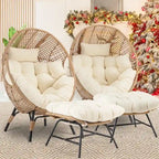 Fauteuil œuf d’intérieur FINCATI, fauteuil œuf d’extérieur supportant 440 lbs, fauteuil œuf surdimensionné avec pouf, fauteuil œuf luxueux et confortable avec repose-pieds