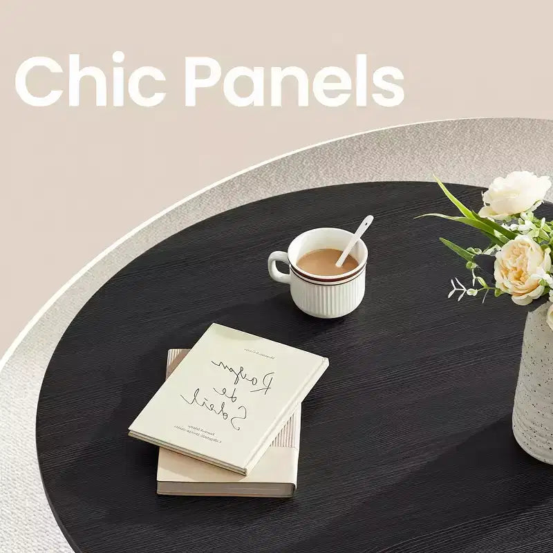 Honingbruine ronde salontafel met 2 opbergniveaus, 31,5 x 17,7 inch, ideaal voor de woonkamer