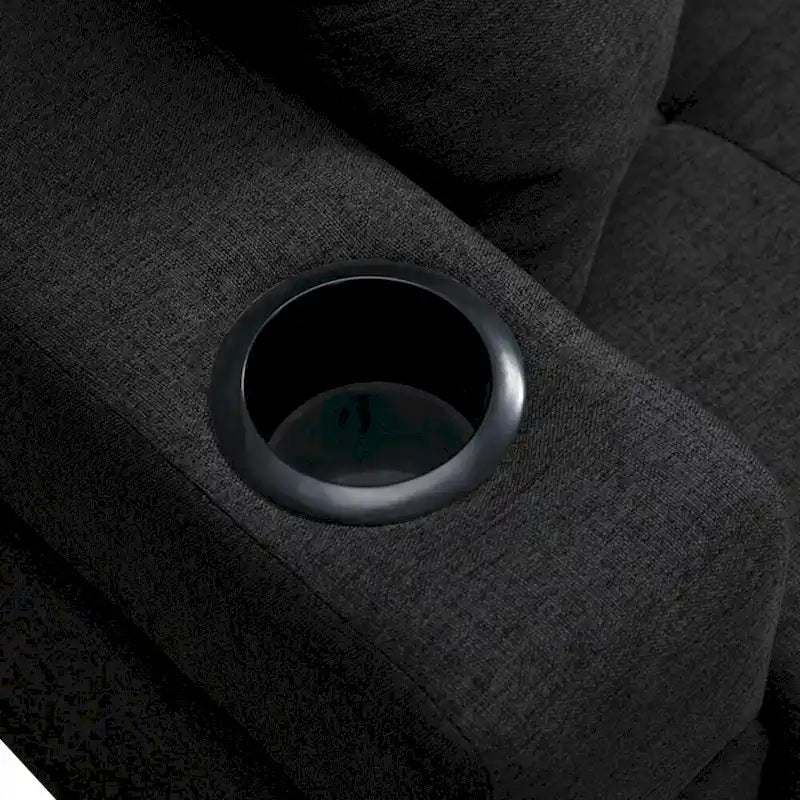 Ecksofa für das Wohnzimmer mit L-förmiger Chaiselongue und Getränkehalter
