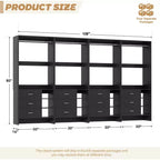 Besiost Set of 4 Closet Organizer with Wooden Drawers and Hanging Rods