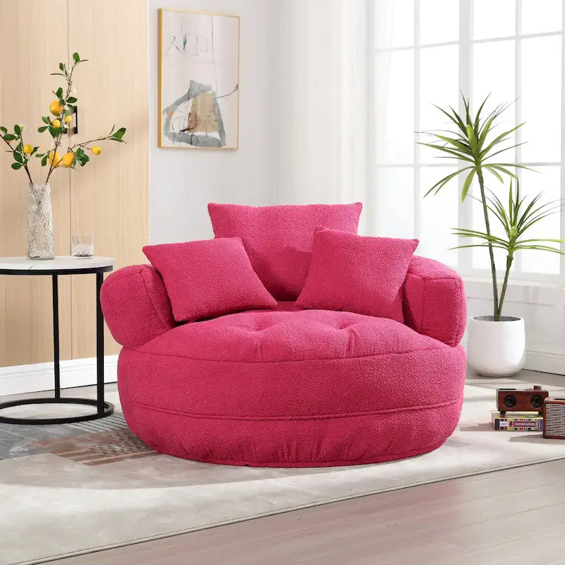 Round Lazy Sofa Chair ?C White/Blue/Grey/Yellow/Orange/Rose Red/Navy/Green, Single & Couple Seat