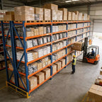 Étagères de garage robustes VIYET, rayonnage métallique réglable à 4 niveaux d’une capacité de 4 400 lb, rangement industriel bleu et orange pour magasin commercial, outils et salle de sport