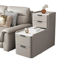 Hochseitentisch für Sofa in L-Form aus Holz mit 4 Schubladen und Steinplatte