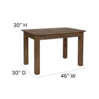 Table de salle à manger de ferme rectangulaire en pin massif Flash Furniture, 46 x 30