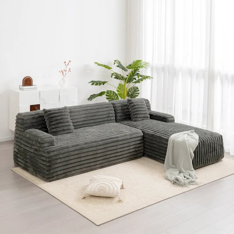 Cloud-Ecksofa, modernes Polstersofa mit 2 Zierkissen, frei kombinierbares Sofa, modulares L-förmiges Ecksofa