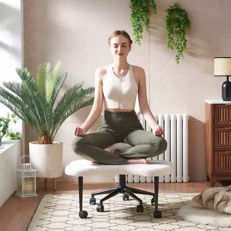 Pinmoco ergonomischer Bürostuhl mit gekreuzter Sitzfläche, höhenverstellbarer Meditationsstuhl, um 360° drehbar, Lordosenstütze, Arbeits- und Bürostuhl, ADHD-Stuhl