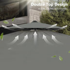 MAISON ARTS Parasol déporté hydraulique automatique de 12 pieds, mât en aluminium, rotation à 360 degrés