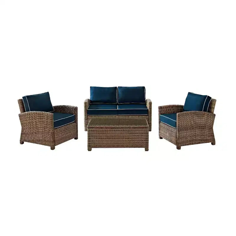 Ensemble de conversation 4 pièces Bradenton en résine tressée pour extérieur – Crosley