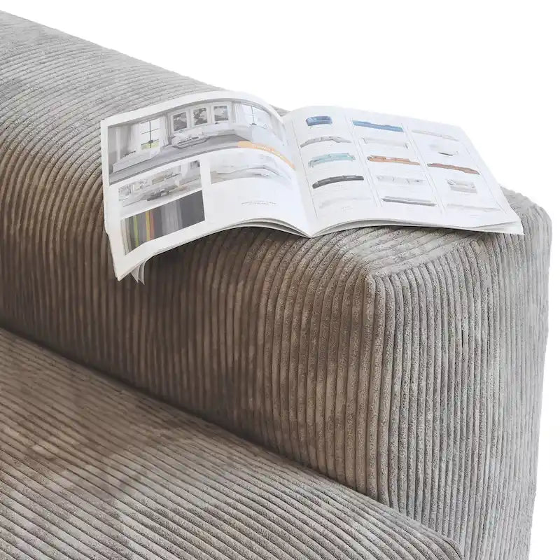 Grote modulaire hoekbank met corduroybekleding, U-vormig, 4-zits, met 2 ottomanen en 5 kussens